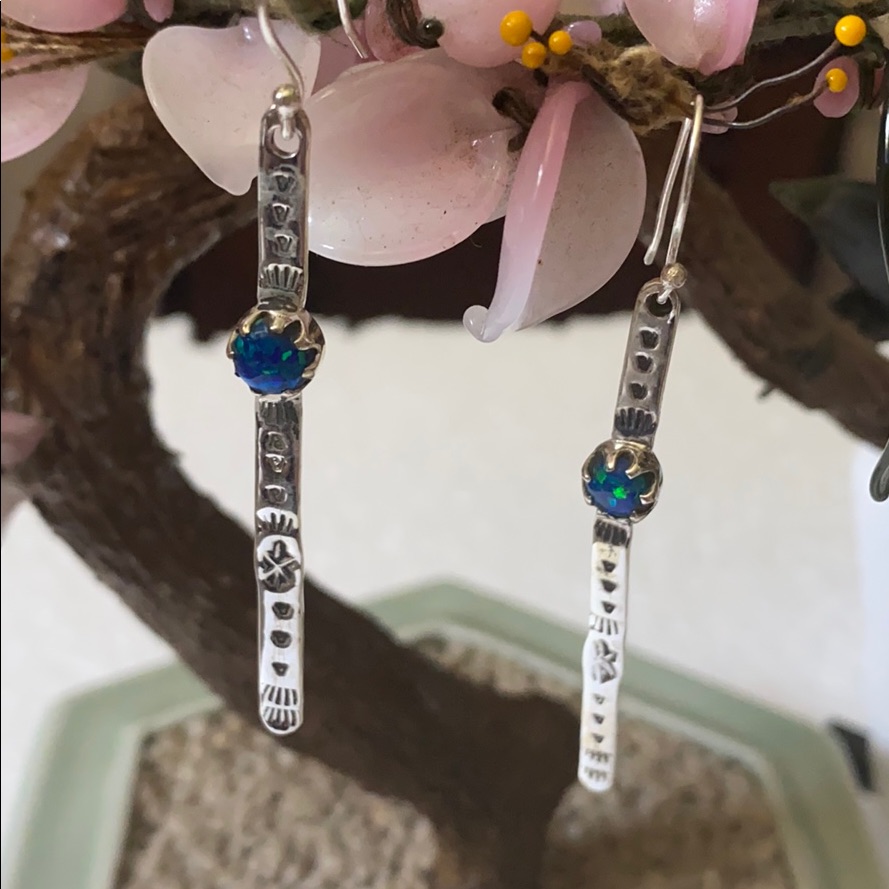 Vintage 925 Na Opal Earrings